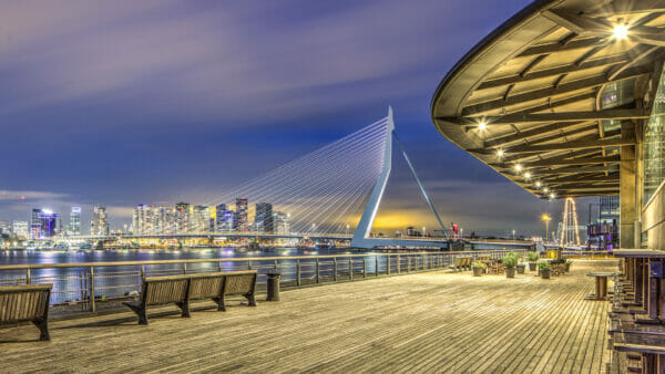 Foto door Wilma Wijnen van de Erasmusbrug in Rotterdam